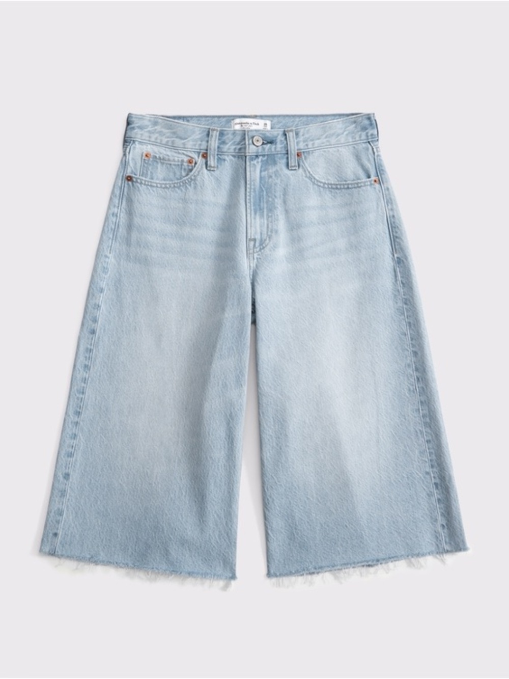 Abercrombie & Fitch Curve Love Mid Rise Long Jorts | Size 30 | Light Wash Denim